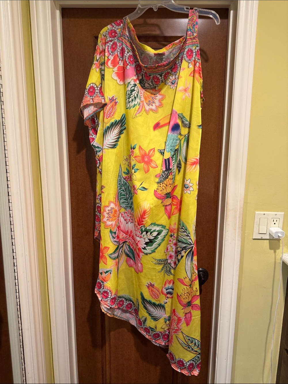 Yellow Floral Tropical Print Women's Dress